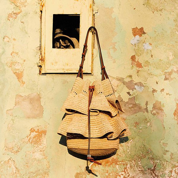 【ロエベ】新作◇フリルバルーンバッグ偽物ラフィア&カーフ A710P69X01